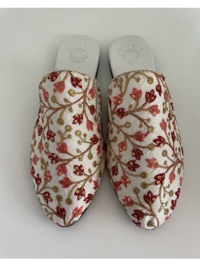 MULES FLORAL BLANC CASSE