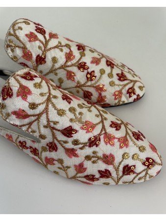 MULES FLORAL BLANC CASSE