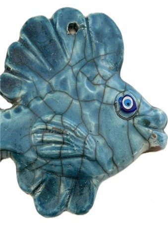 POISSON LUSTRE EN RAKU BLEU