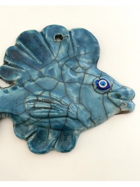 POISSON LUSTRE EN RAKU BLEU