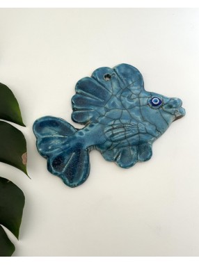 POISSON LUSTRE EN RAKU BLEU