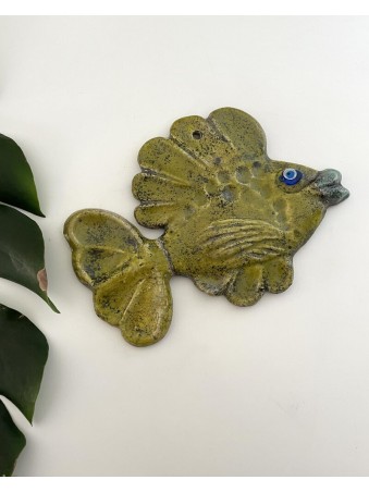 POISSON LUSTRE EN RAKU VERT