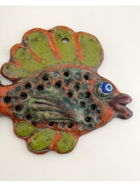 POISSON LUSTRE EN RAKU VERT