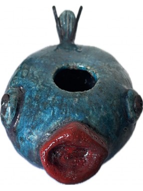 POISSON VASE LUSTRE EN RAKU