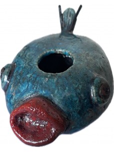 POISSON VASE LUSTRE EN RAKU