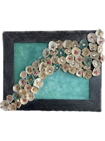 Tableau fleur raku