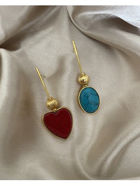 BOUCLES D'OREILLES  COEUR DEPAREILLEE