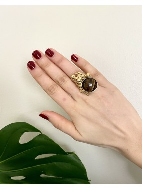 BAGUE BOULES PIERRE MARRON