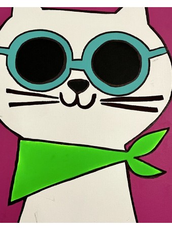 TABLEAU CHAT BANDANA RIGOLO