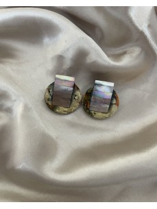 BOUCLES D'OREILLES RONDE NACRE EMAIMLLEE 2