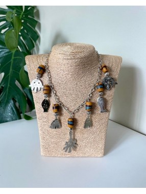 COLLIER FETICHES BERBERE ET PATE DE VERRE