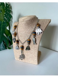 COLLIER FETICHES BERBERE ET PATE DE VERRE 2