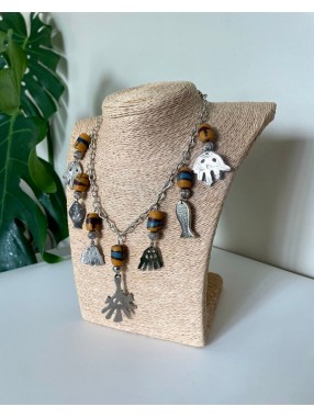 COLLIER FETICHES BERBERE ET PATE DE VERRE
