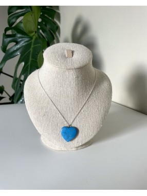 COLLIER PENDENTIF COEUR HOWLITE TURQUOISE