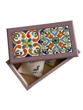 BOITE EN BOIS ET CERAMIQUE