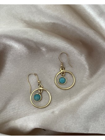 BOUCLES D'OREILLES ANNEAUX  PIERRE AZURITE