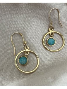 BOUCLES D'OREILLES ANNEAUX  PIERRE AZURITE 2