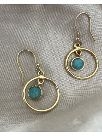 BOUCLES D'OREILLES ANNEAUX  PIERRE AZURITE