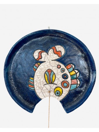 ASSIETTE MURALE  AVEC POISSON SUSPËNDU