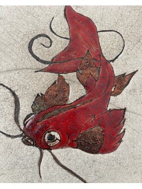 ASSIETTE MURALE  POISSON ROUGE