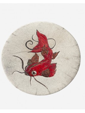ASSIETTE MURALE  POISSON ROUGE