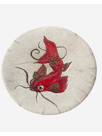 ASSIETTE MURALE  POISSON ROUGE