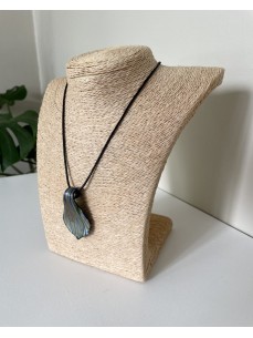 COLLIER CORDON FEUILLE MURANO NOIR 2
