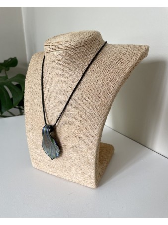 COLLIER CORDON FEUILLE MURANO NOIR