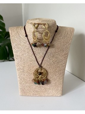 PARURE COLLIER CORDON FILIGRANE +BOUCLES
