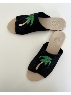 MULES PALMIER NOIR PAILLETES
