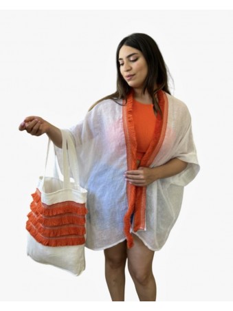 SET DE PLAGE BLANC & ORANGE