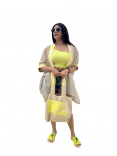 SET DE PLAGE BEIGE & JAUNE