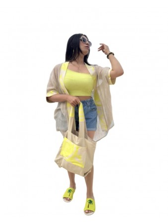 SET DE PLAGE BEIGE & JAUNE