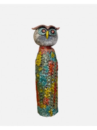 HIBOU COLORE EN RAKU