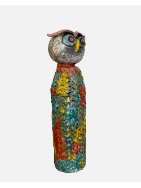 HIBOU COLORE EN RAKU
