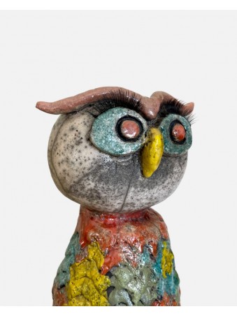 HIBOU COLORE EN RAKU
