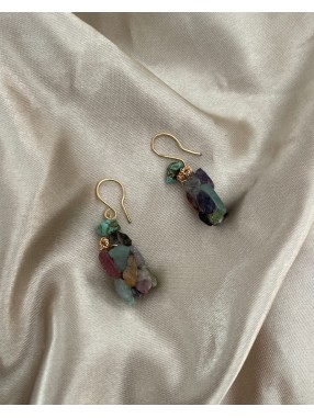 BOUCLES D'OREILLES PIERRES BRUT CHIPS