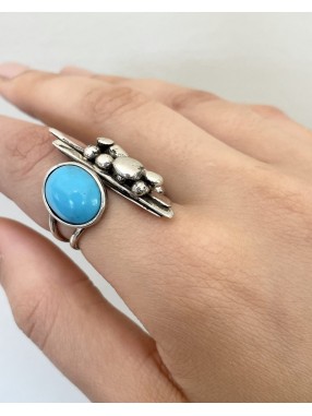 BAGUE FORME GEOMETRIQUE PIERRE TURQUOISE