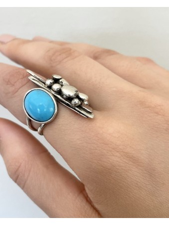 BAGUE FORME GEOMETRIQUE PIERRE TURQUOISE