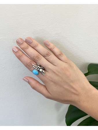 BAGUE FORME GEOMETRIQUE PIERRE TURQUOISE