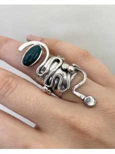 BAGUE FORME GEOMETRIQUE PIERRE VERTE OVALE 2