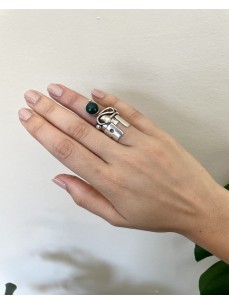 BAGUE FORME GEOMETRIQUE DOUBLE ANNEAU