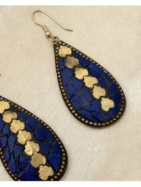 BOUCLES D'OREILLES  LAPIS LAZAULI EN GOUTE