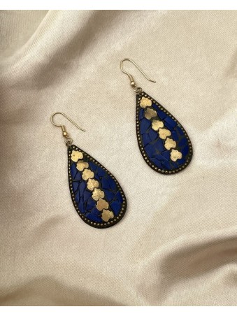 BOUCLES D'OREILLES  LAPIS LAZAULI EN GOUTE