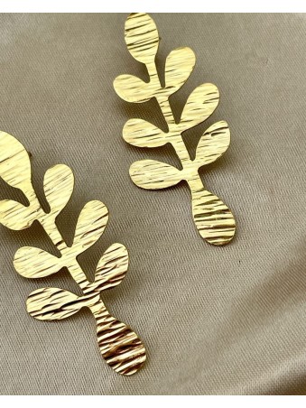 BOUCLES D'OREILLES FEUILLE D'OR OLIVIER