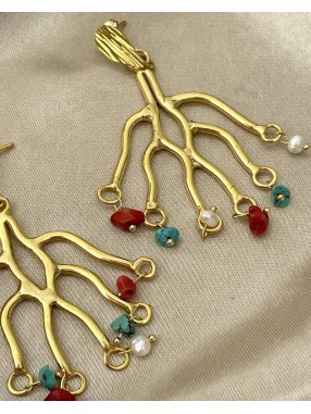 BOUCLES D'OREILLES BRANCHE CORAIL