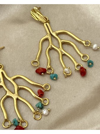 BOUCLES D'OREILLES BRANCHE CORAIL