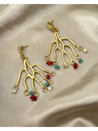 BOUCLES D'OREILLES BRANCHE CORAIL