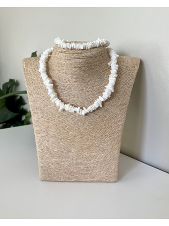 PARURE COLLIER+BRACELET DE CHEVILLE EN NACRE