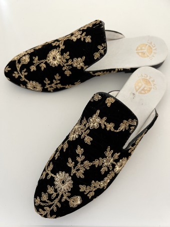 MULES EN DAIM BRODEE PETITS MOTIFS